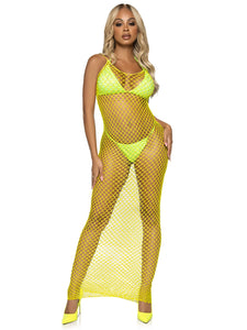 Sexy fishnet neon maxi dress