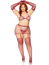 Sexy fishnet rhinestone lingerie set with stockings