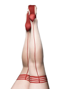 Red stockings with a backseam