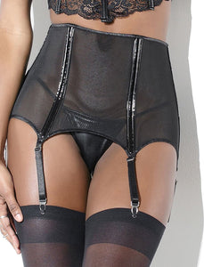 Sexy high waisted garter belt with PVC boning