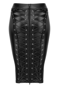 Sexy unzip me wetlook pencil skirt