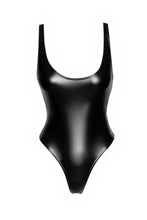 Hot PVC wetlook bodysuit with high cut