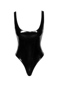 Kinky PVC bodysuit with high-cut bottom hem line