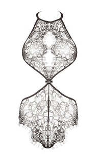 Floral bodysuit with delicate lace