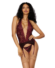 Lace and stretch velvet short chemise - Christmas Lingerie