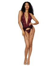 Lace and stretch velvet short chemise - Christmas Lingerie