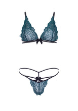 Alluring lace deep green bralette set lingerie