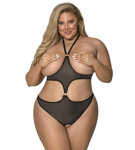 Erotic cupless strappy bodysuit