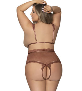Sexy cupless caramel bodysuit