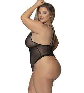 Sexy sheer mesh bodysuit with polka dots