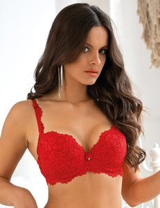 Red lace push up bra