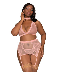 Gorgeous pink bralette set with velvet choker