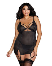 Sexy fishnet plus size garter slip