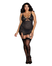Sexy fishnet plus size garter slip