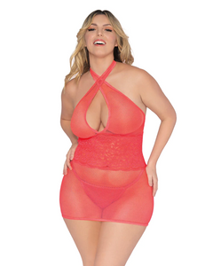 Sexy fishnet neon lingerie chemise