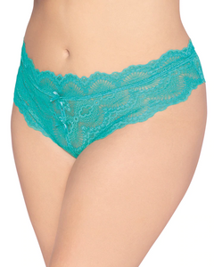 Lace coral tanga crotchless panty