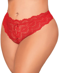 Lace plus size tanga open-crotch panty