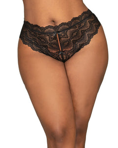 Lace plus size tanga open-crotch panty