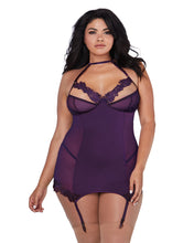 Sexy plum garter slip