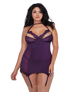 Sexy plum garter slip