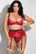 Red lace underwire bra set