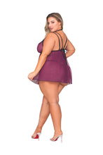 Gorgeous purple mesh babydoll set