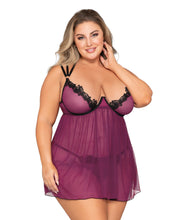 Gorgeous purple mesh babydoll set