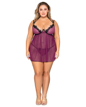 Gorgeous purple mesh babydoll set