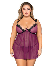 Gorgeous purple mesh babydoll set