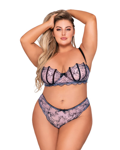 Gorgeous lavender bralette plus size set with shell design