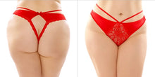 Strappy Microfiber and Lace Thong with Back Cutout - PACK
