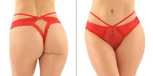 Strappy Microfiber and Lace Thong with Back Cutout - PACK