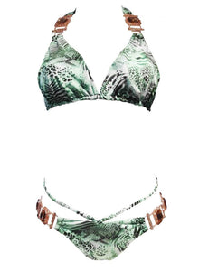 Rosa Halter Top & Strappy Skimpy Bottom - Tiger Ocelot