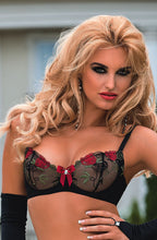 Stunning sheer black and red floral bra