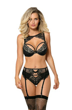 Elegant sparkling black suspender belt
