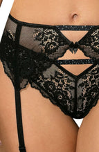 Elegant sparkling black suspender belt