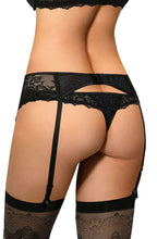 Elegant sparkling black suspender belt