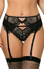 Elegant sparkling black suspender belt