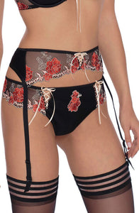 Floral embroidery suspender belt