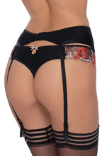 Floral embroidery suspender belt