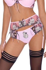 Floral embroidery suspender belt