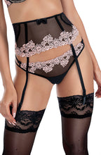 Hot black and rose suspender belt