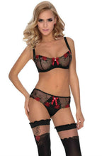 Stunning sheer black and red floral bra