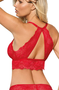 Alluring red lace bralette