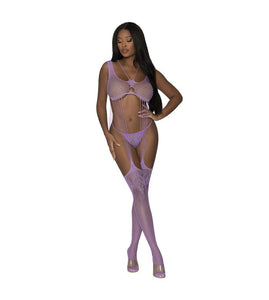 A cupless and crotchless neon bodystocking