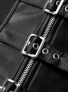 Charmian Corset Rock Steampunk Faux Leather Steel Boned Overbust Corset Vest