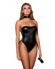 BDSM wetlook strapless stretch bodysuit
