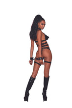 BDSM strappy bralette set with cuffs