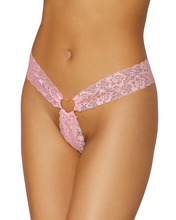 Sexy light pink crotchless thong with heart detail