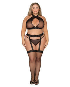 Hot fishnet and lce plus size bralette set